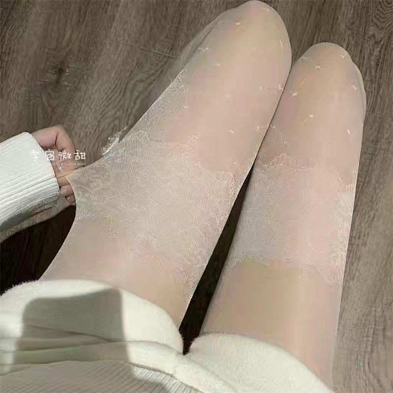 愛の白いストッキングの女性の春夏の薄いタイプの甘い蝶結びの白いタイツのロリータの丸い波はjk黒い糸をつけます。|undefined