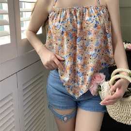 纯欲辣妹挂脖吊带背心女春夏外穿设计感小众内搭短款无袖露背上衣