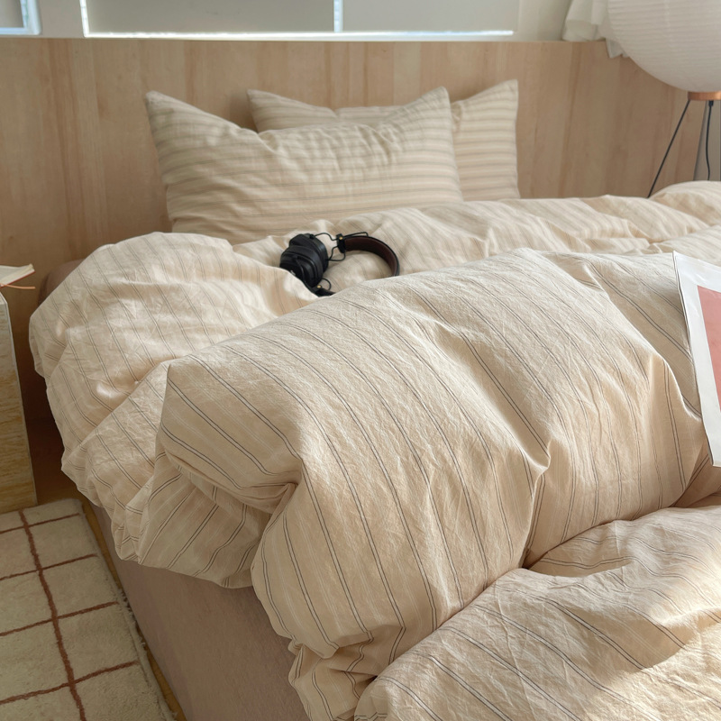 Cama de lavado de algodón de clase A, cuatro piezas de sábanas de algodón de lavado, colchón de cama, dormitorio de estudiantes, tres piezas de cuatro temporadas