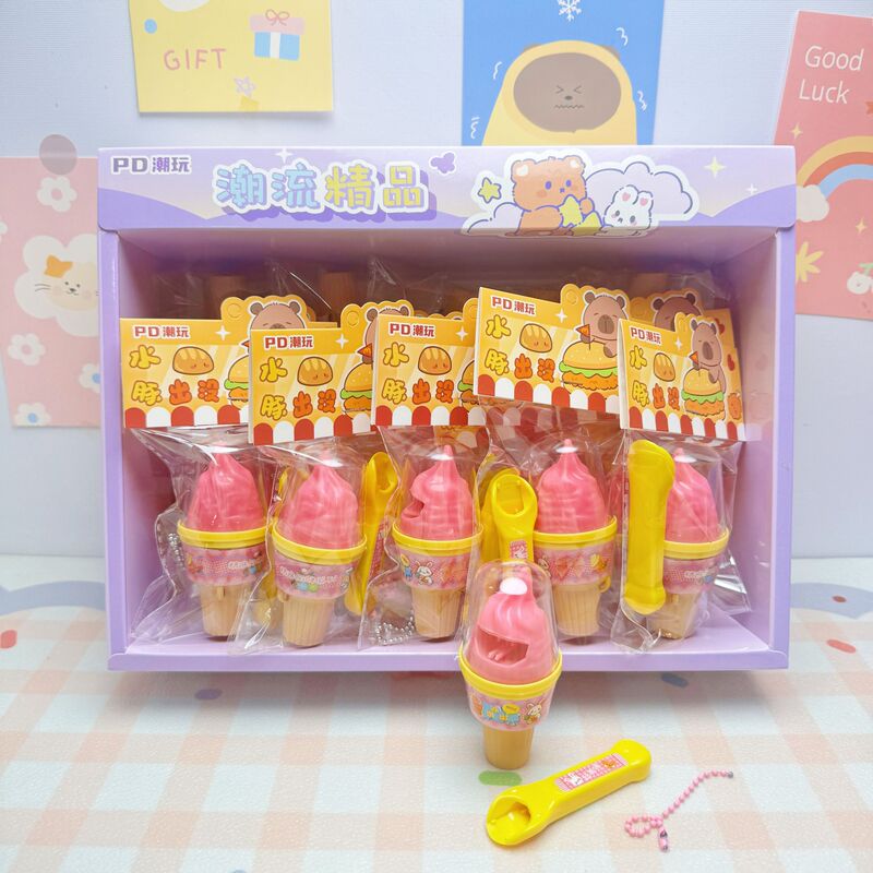 Strawberry Cone Feeding Toy Pendant 9cm Popular Internet Celebrity Girl Pretend Play Simulation Feeding Food Wholesale