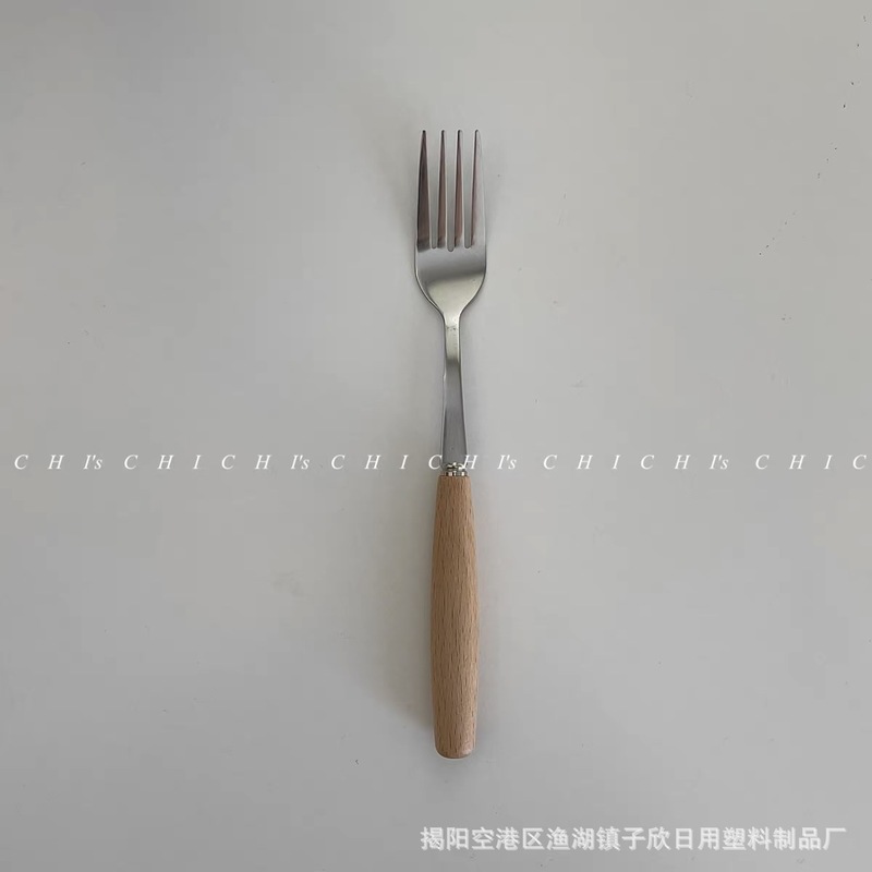 実木ins風鶏翅木柄木製ナイフフォーク木スプーン洋食ステンレスステーキステンレス食器セット|undefined