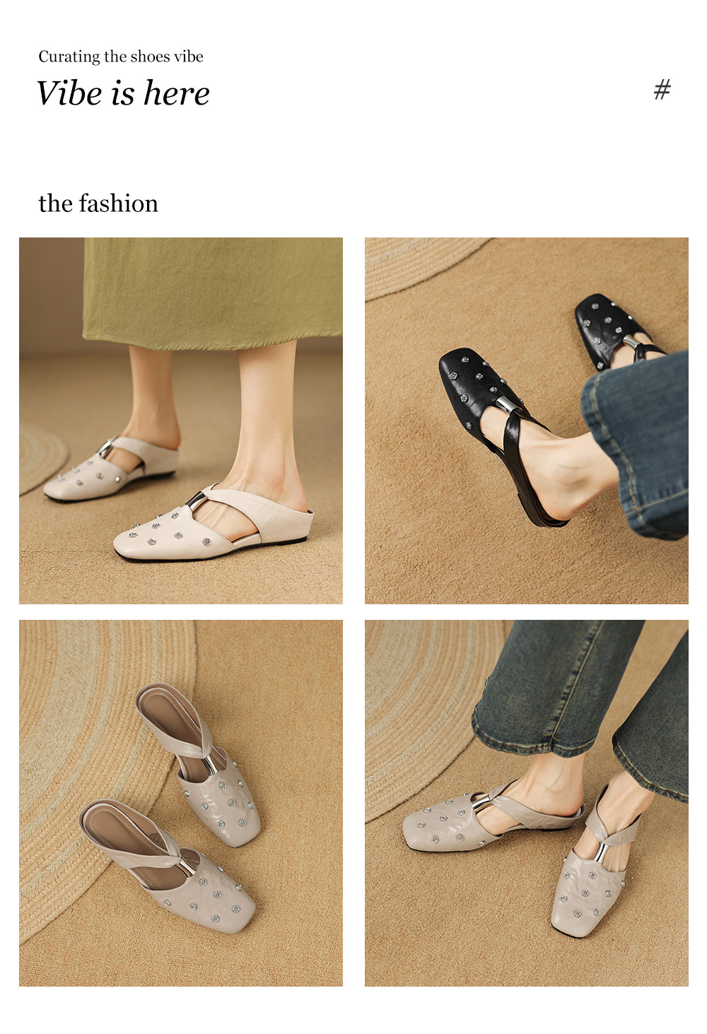 Dép sandal nữ quai chữ V đế bệt da cừu hoa nổi — đen chi tiết 1