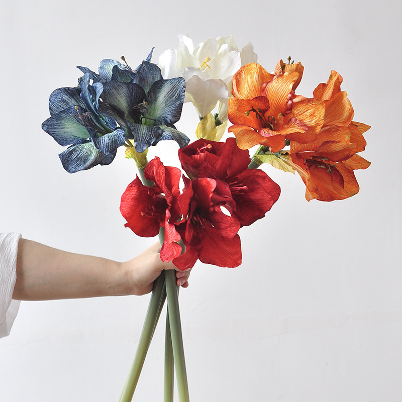 Simulated Clivia Amaryllis Wedding Decoration Fake Flower Photography Props Retro Autumn Clivia Fake Flower Artificial Flower