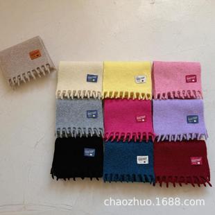 Korean Style Literary Cloth Label Tassel Cashmere Scarf Children's Warm Scarf