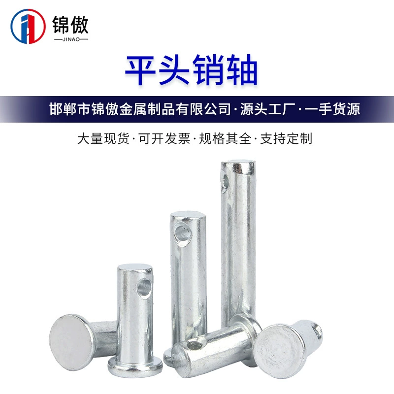 Galvanized pin shaft wholesale carbon steel 4.8 grade flat head round head with hole pin high precision national standard non-standard fasteners