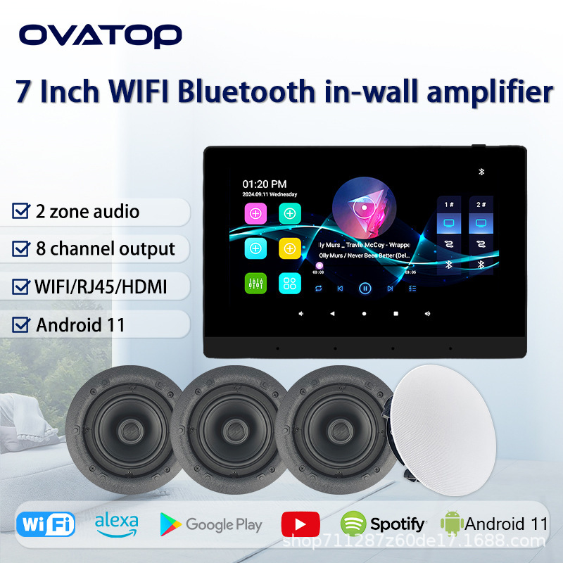 7インチアンドロイド11スマート背景音楽ホストプレーヤー音声bluetooth USB組み込みフルスクリーンコントローラ|undefined