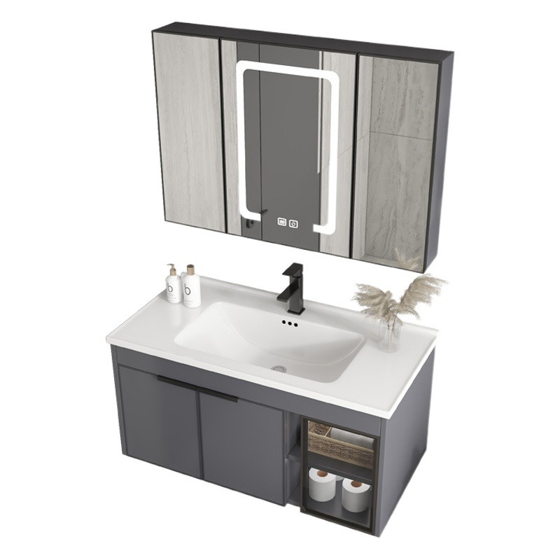 Gabinete de baño de aluminio de espacio de cerámica integrado baño Baño gabinete de baño lavabo combinación de lavabo