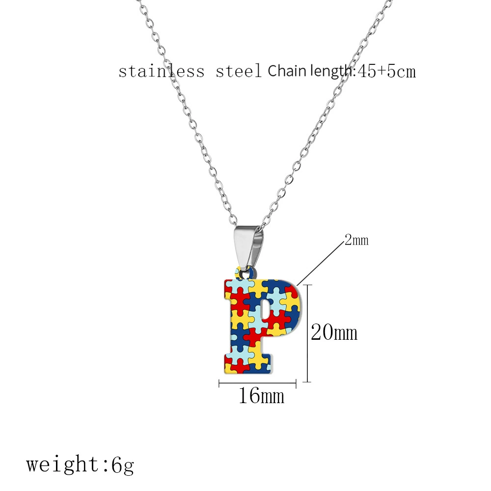 П pendant из нержавеющей стали с буквами, головоломка, ожерелье, (торговля через границы)