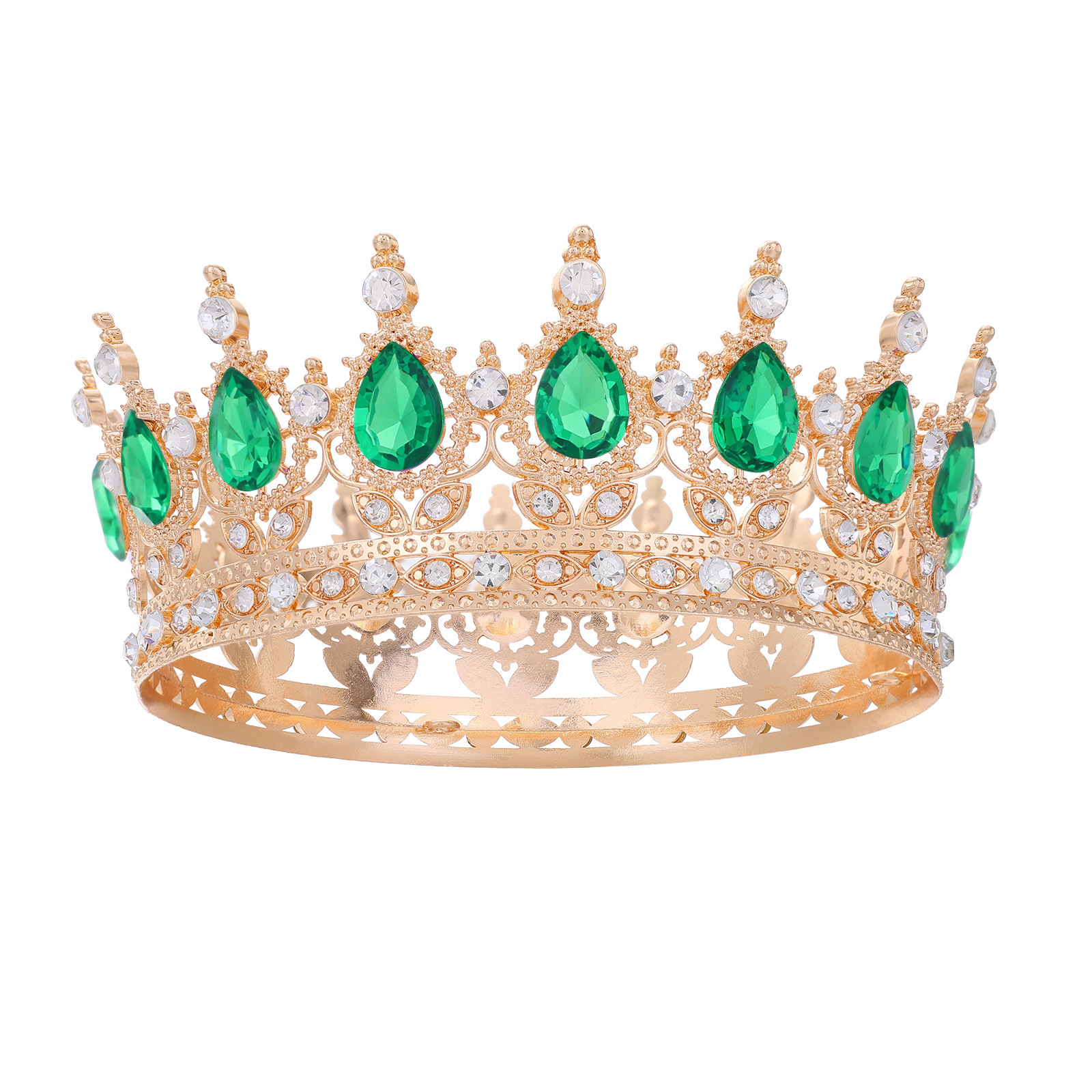 Barroco transfronterizo corona redonda cabeza de novia europea regalo de cumpleaños barroco corona redonda joyas para el pelo
