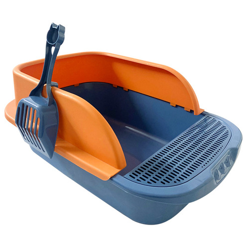 New high-edge splash-proof cat litter box, semi-enclosed odor-blocking large cat toilet, cat cleaning supplies