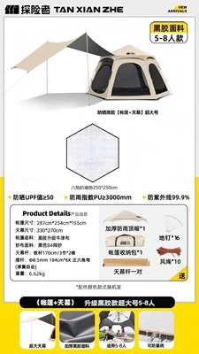 Set of Sky Curtain — Avtomobil dam çadırları - vinyl-canopy-model-two-doors-four-windows-5-8-people-moisture-proof-mat-3-5