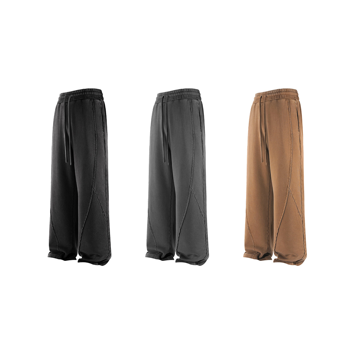 Moda masculina de tendencia | Pantalones largos desgastados con parches vintage apilados de 2025, pantalones largos lavados y desgastados, pantalones rectos holgados