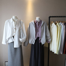 [比正]2025秋季新款韩系经典简约慵懒宽松百搭净版长袖衬衫女4764