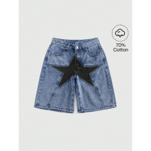 N 36793 Star patch denim cropped pants ���������ţ���п�