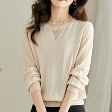 内搭打底衫女秋装2025新款短款小衫漂亮上衣减龄洋气蕾丝长袖t恤
