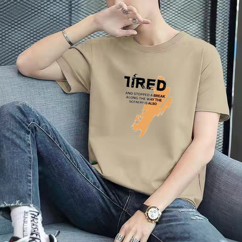 2025 Men's Short-sleeved T-shirt Summer Base Shirt Round Neck All-match Casual Printed plus size T-shirt Trendy Top