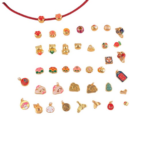 New electroplated gold-plated pendant accessory with oil-dripping large hole separator bead alloy DIY jewelry bracelet head accessory ornament