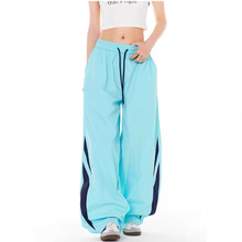 薄荷漫波多巴胺穿搭速干裤子男春秋季美式休闲运动裤撞色百搭伞兵