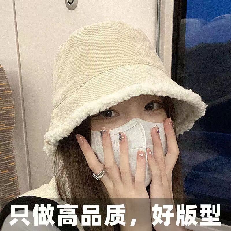 フィッシャーマンハット 冬 レディース 両面ラムウール 秋冬 万能ぬいぐるみバケツ 大きな頭囲の帽子 小顔で可愛くて暖かい|undefined