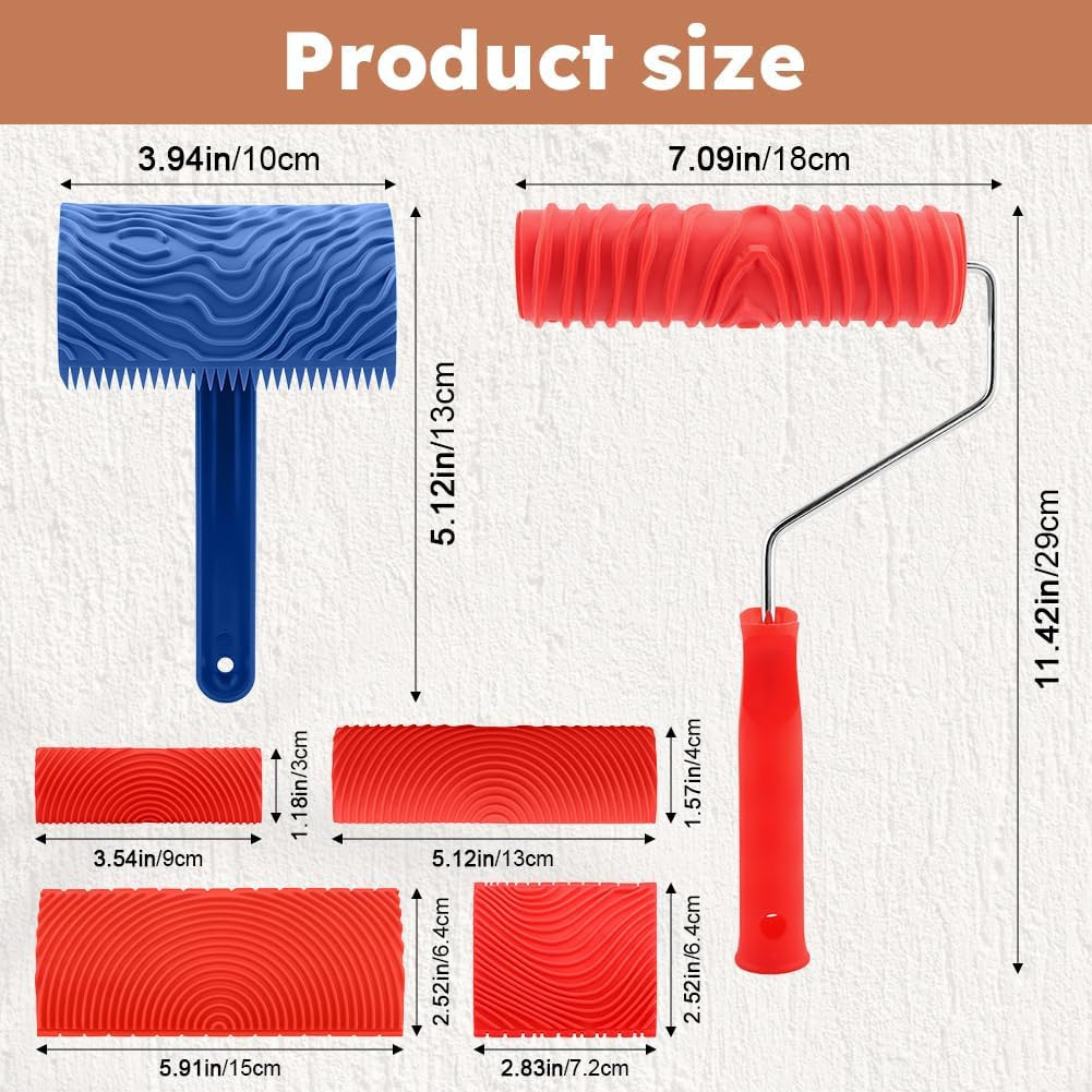 Pintura de vetas de madera Pintura de arte de impresión Pintura de madera Textura de pintura Herramienta de rallado Simulación de goma Cepillo de rodillo de vetas de madera