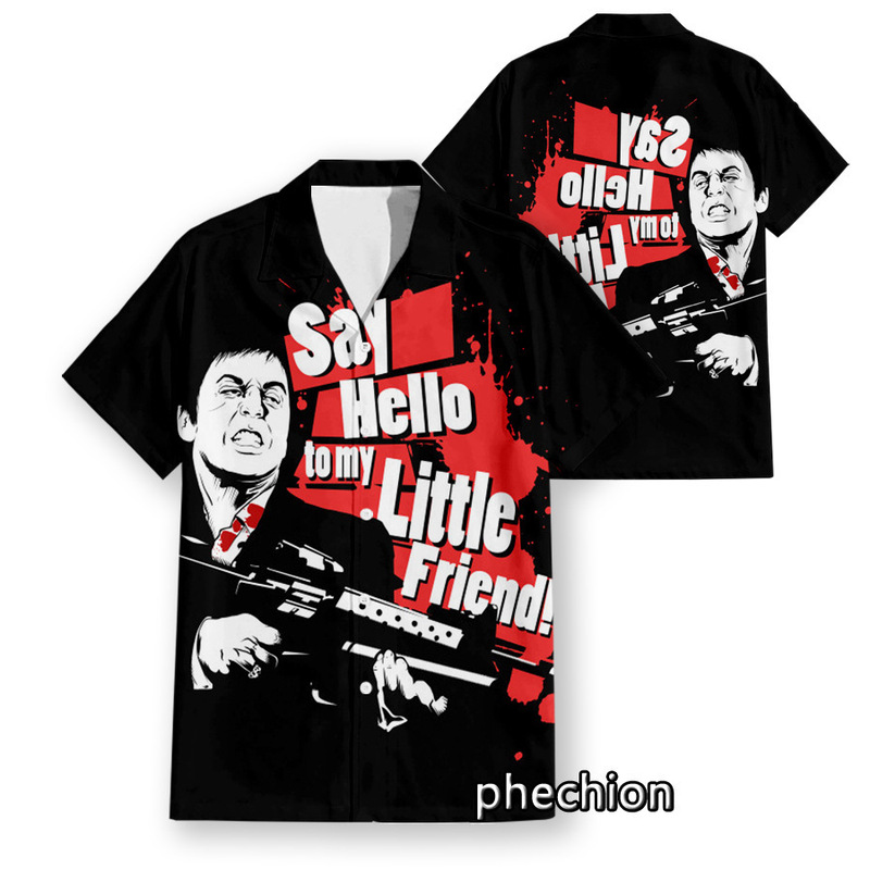 European and American Cross-Border Hot-Selling Shirts, European and American Plus-Size Scarface Digital Print Hawaiian Casual Shirts, Pod Custom-Made