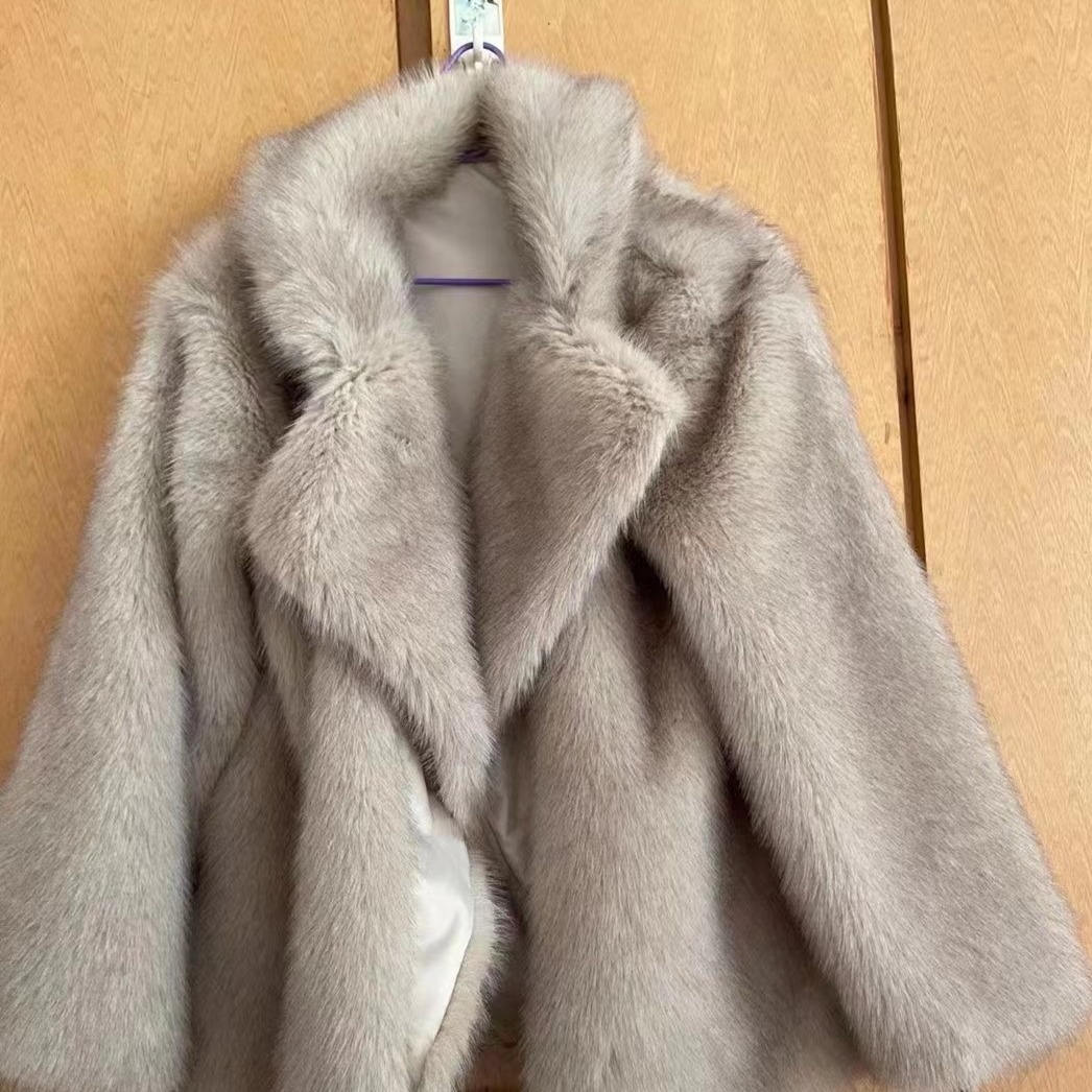 Toka impresión de color de dos colores imitación de pelo de zorro chaqueta bolsa imitación tela de piel