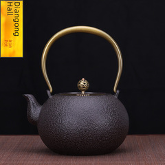 Classic Workshop Cast Iron Round Plain Teapot No Coating Japanese Cast Iron Pot Water Heater Electric Ceramic Cooker Tea Maker Tea Brewer