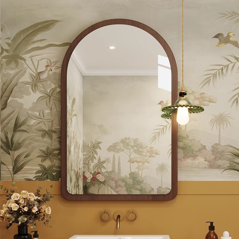 Espejo de vestir arqueado medieval en el hogar dormitorio de niñas espejo de maquillaje se puede colgar en la pared dormitorio de estudiantes espejo de oficina