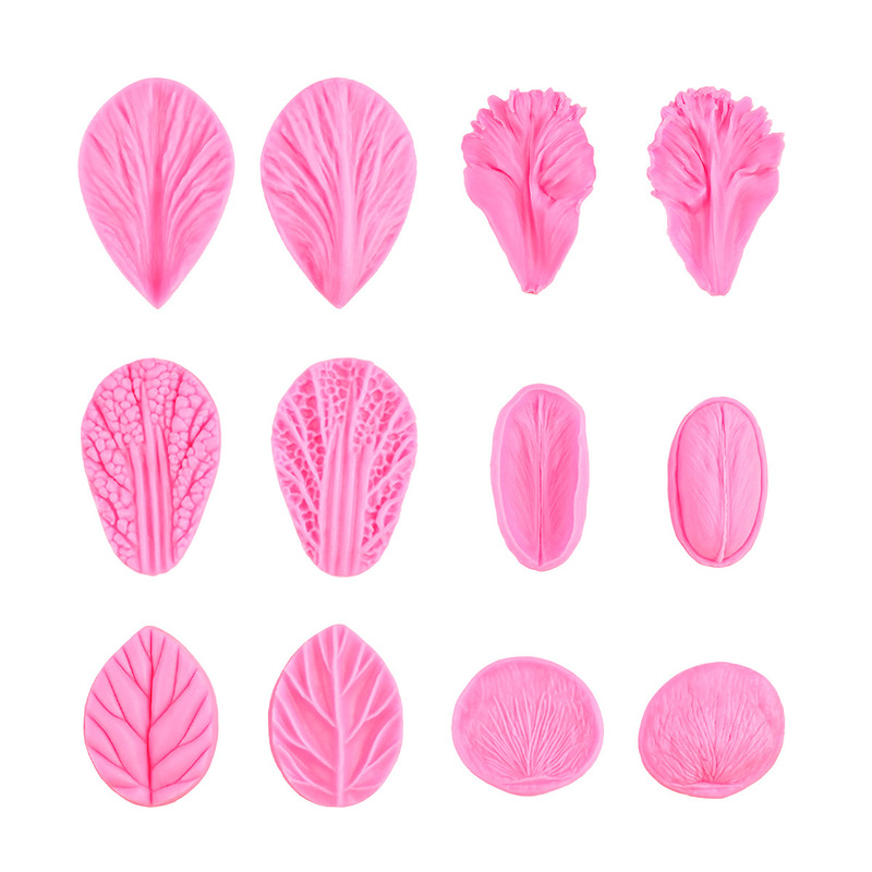 Leaf and Petal Fondant Press Mold Silicone Mold for Simulating Maple Leaves and Rose Petals, Suitable for Gum Paste and Chocolate