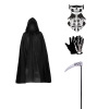 Halloween party children Death black Cape cloak children Skull face shield glove Sickle combination suit