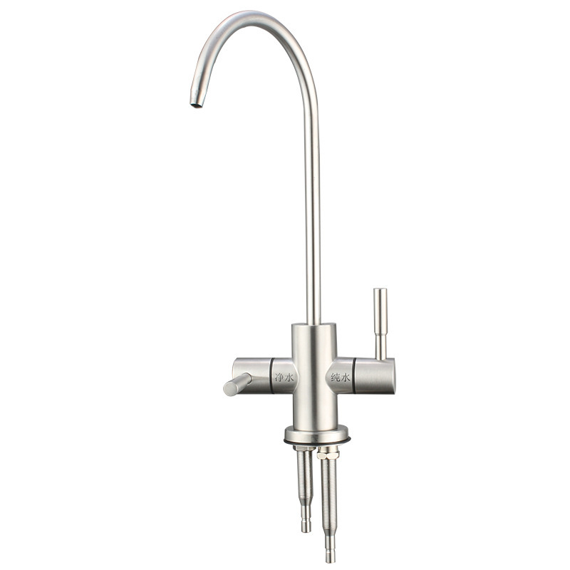 Wholesale 304 stainless steel household direct drinking water rotating high quality 2 points double water cleaning faucet