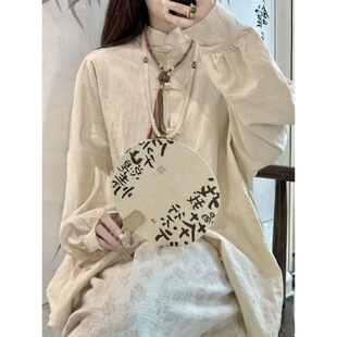 Zen Clothing, New Chinese Style Clothing, Cool Cotton and Linen Button-Down Shirts, Women's Jackets, Long-Sleeved Tops, Zen Tea Style Hanfu