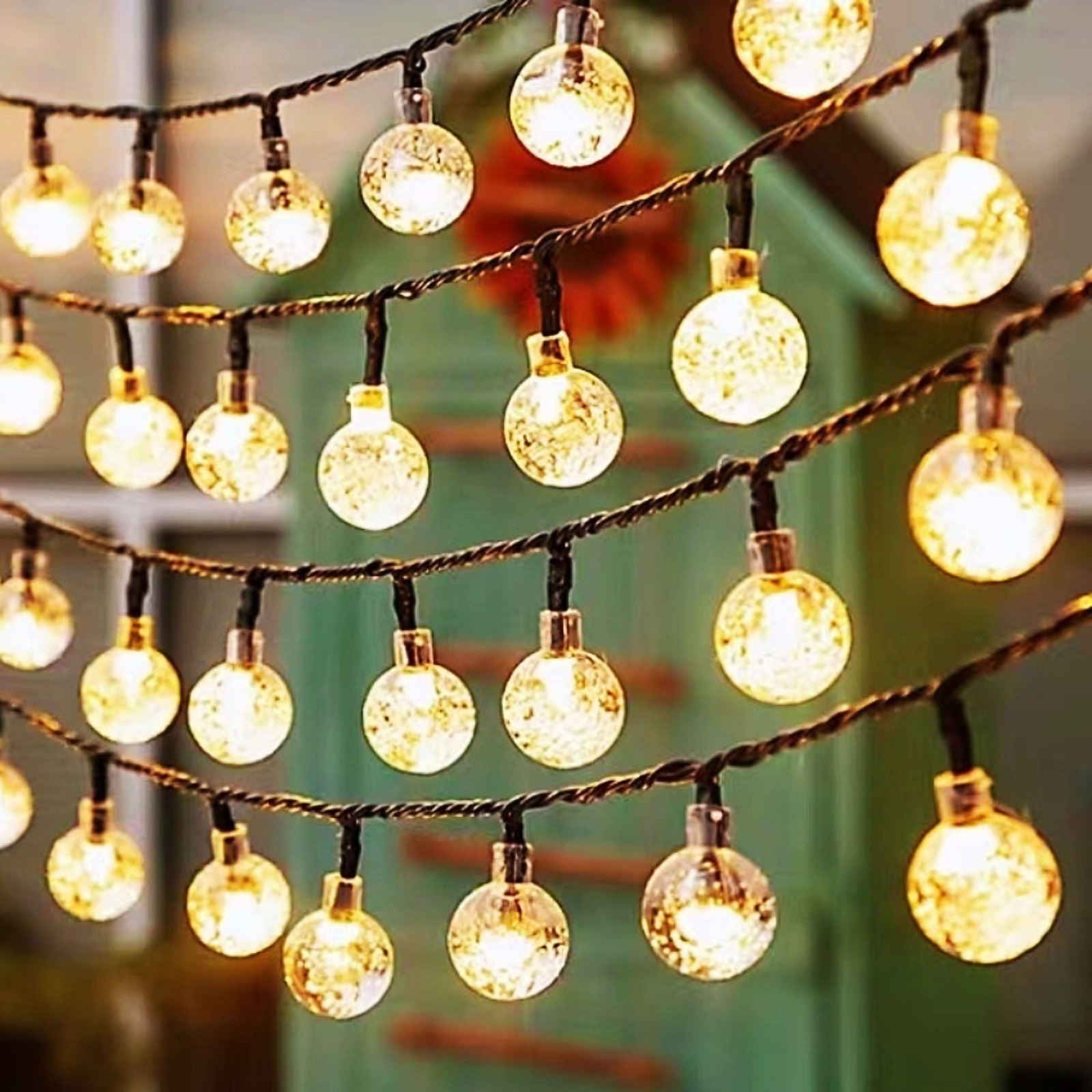 Transfronterizo en stock LED solar burbuja bola Cadena de luz al aire libre camping escena diseño impermeable Cadena de luz de color al por mayor