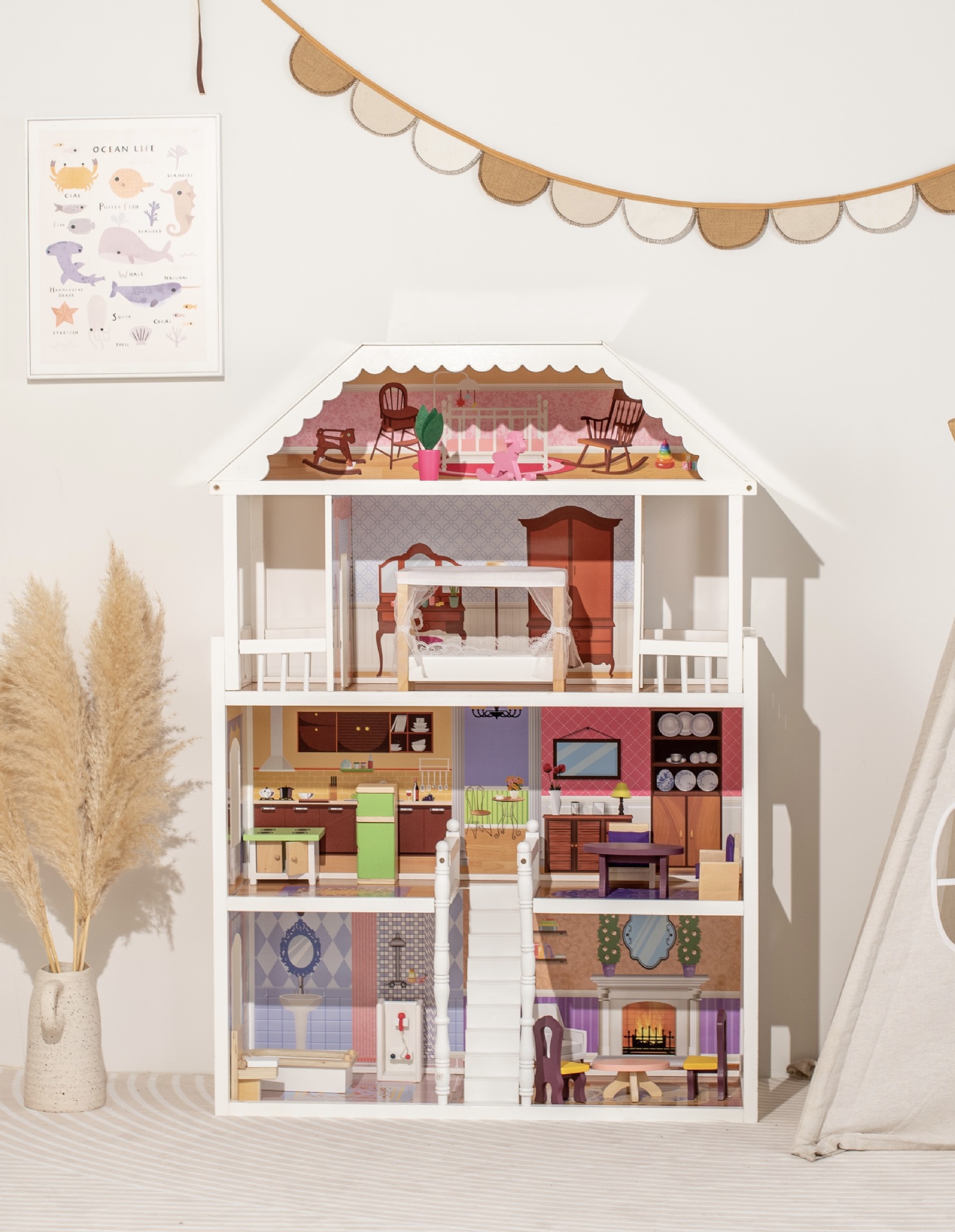 Casa de juguetes para niños diy cabaña regalos de madera maciza casa de la princesa desmontaje casa de muñecas juguetes