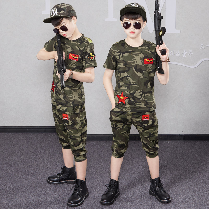 Set di abbigliamento mimetico per il campo estivo per bambini delle forze armate 2023 Nuovi ragazzi e bambini Addestramento speciale militare_voghion.com
