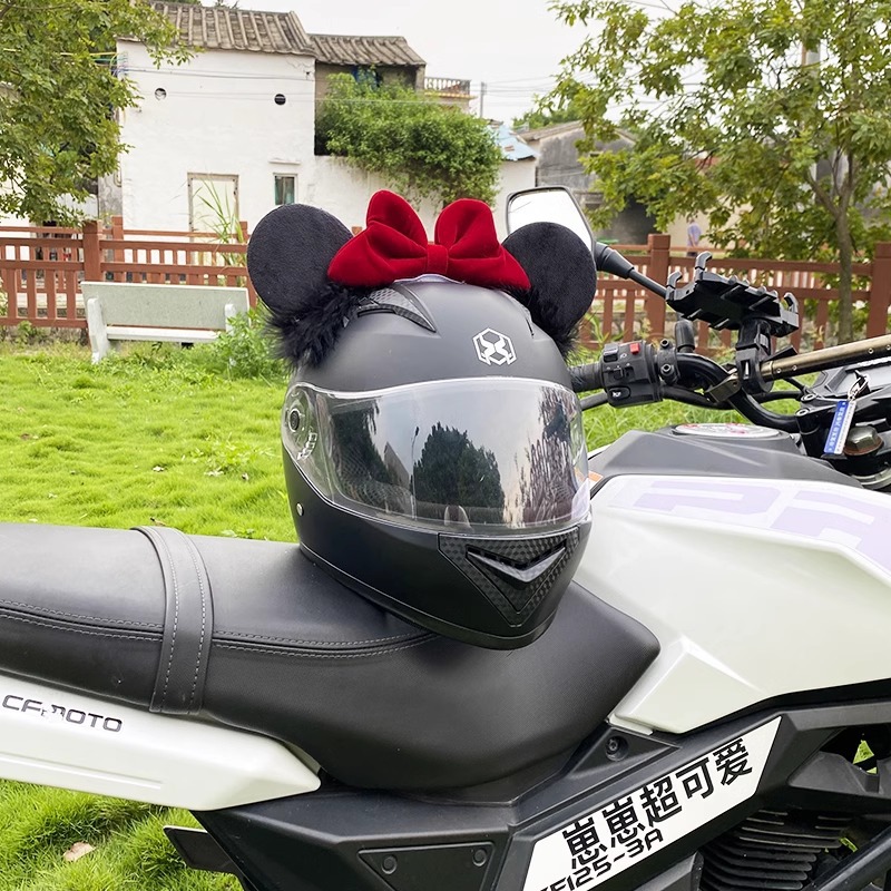 Minnie Mouse Ear Helmet Decoration Detachable Universal