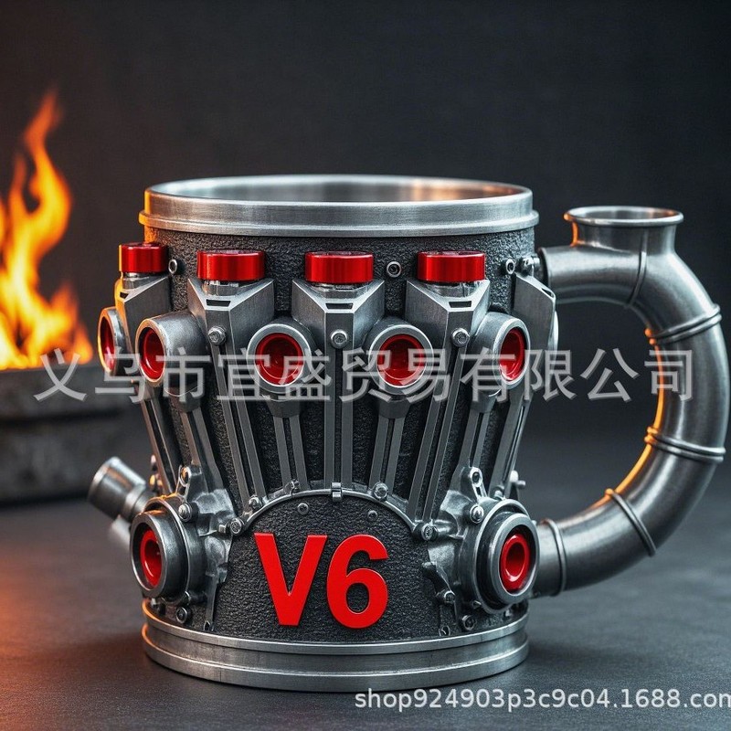 クロスボーダー新型エンジンv 8カップ置物創意的機械感マグカップ置物v 6芸術カップ樹脂置物|undefined