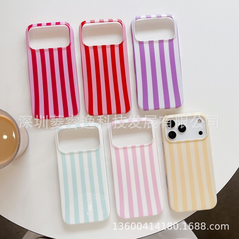 Imd Custom Phone Case Full-Cover Striped Tpu Suitable for iPhone 17 Series Anti-Drop Phone Case Cross-Border Hot Item