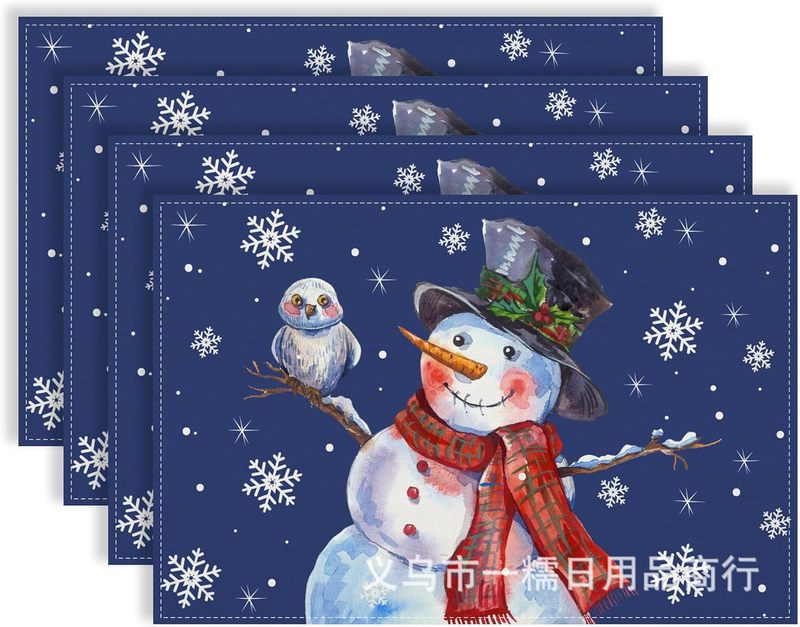 クロスボーダー爆発クリスマス雪だるま食事マット雪格子テーブルマットクリスマスパーティー装飾断熱マット祝日装飾|undefined