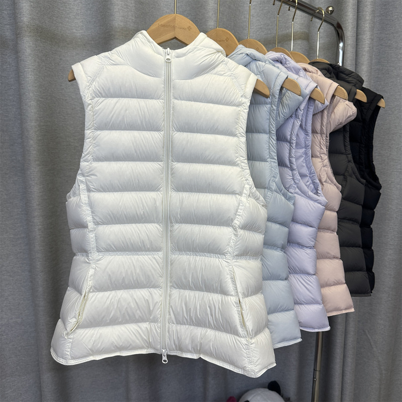 Slim Waist Ribbed Down Vest for Women 2026 New Korean Version Hooded 90% White Duck Down Waist-Cinching Slim-Fit Vest Jacket Slim Waist Ribbed Down Vest for Women 2026 New Korean Version Hooded 90% White Duck Down Waist-Cinching Slim-Fit Vest Jacket