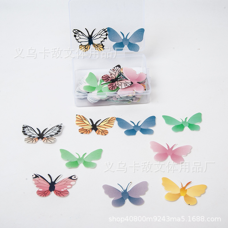 Especial transfronterizo para decoración de papel de arroz glutinoso, decoración de pastel de flores, decoración de papel de barnizado, decoración de horneado de mariposa en caja