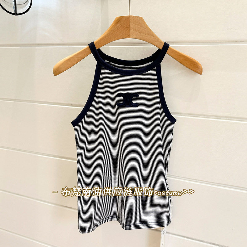 Shenzhen Nanyou High-Quality Ce Arc De Triomphe Stripesd Knitted Camisole Women's 25 Summer New Slimming Look Bottoming Shirt Shenzhen Nanyou High-Quality Ce Arc De Triomphe Stripesd Knitted Camisole Women's 25 Summer New Slimming Look Bottoming Shirt