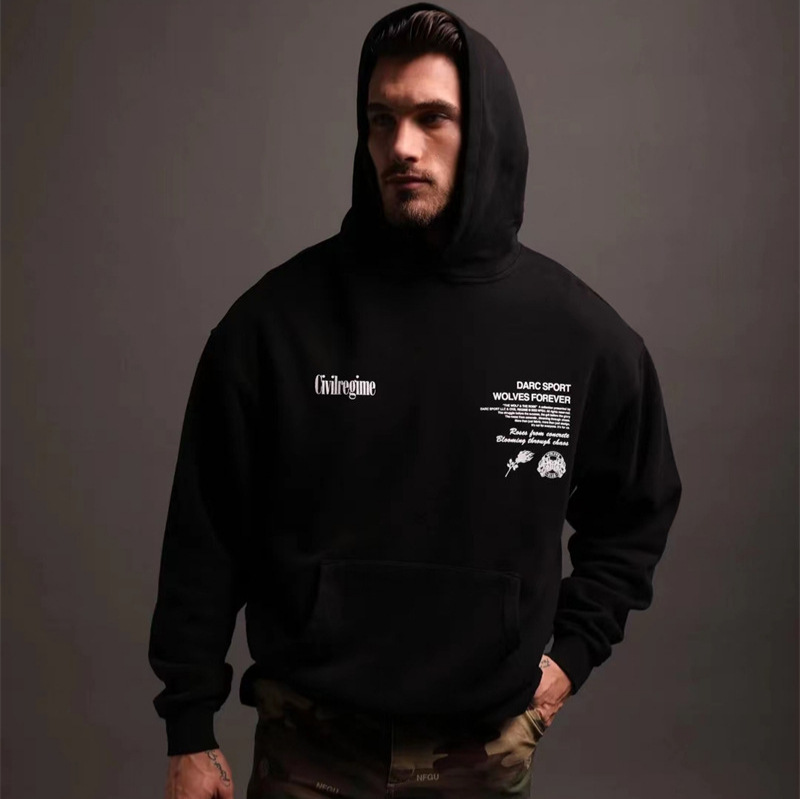 DARC SPORT marca de moda para hombres y mujeres mismo suéter con capucha Impresión de letras con forro polar entrega de una sola pieza