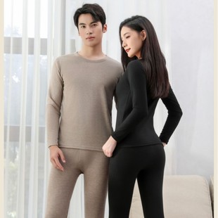 Couple's Cashmere Silk Thermal Suit Autumn Clothes and Pants with Fleece Lining for Women