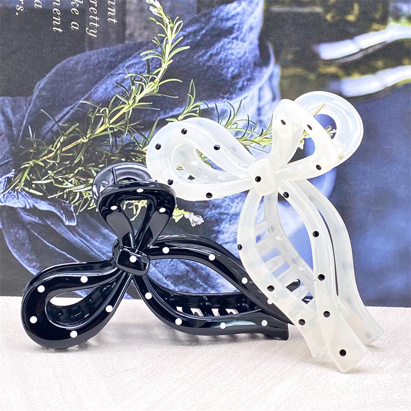 Clip de punto de onda blanco lindo japonés, moda, horquilla grande, horquilla de todo fósforo, pinza de tiburón para niña, accesorios para el cabello