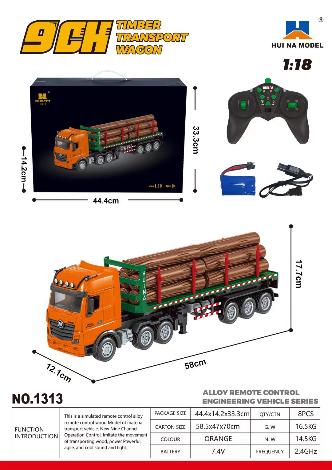 Selección estricta transfronteriza 1: 18 aleación de simulación eléctrica carro plano camión de bomberos camión de ingeniería camión juguetes de control remoto