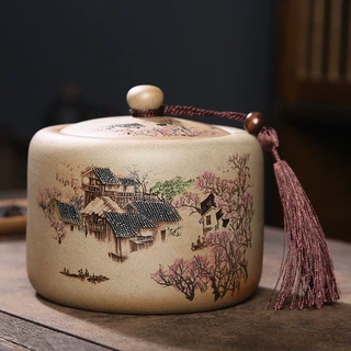 粗陶茶叶罐陶瓷密封罐防潮储存罐陶罐散茶罐花茶白茶普洱罐家用罐