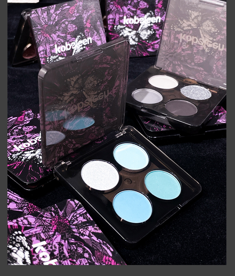 kobeleen Lace four-color eyeshadow palette Punk European and American style pearlescent fine sparkling smoky eye makeup Dark Hot girl cosmetics undefined