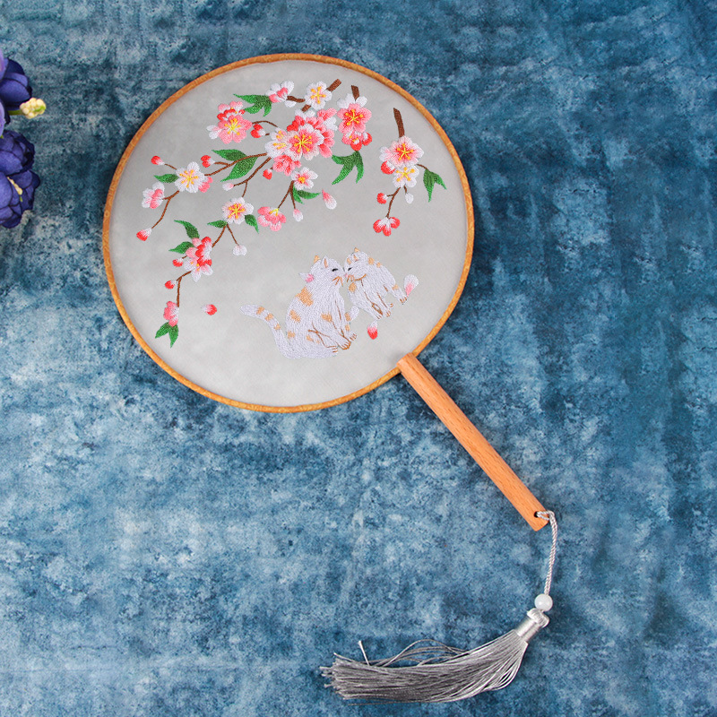 Bordado a mano diy material paquete auto bordado su grupo de bordado ventilador de cinta bordado principiante bordado ornamentación antigua