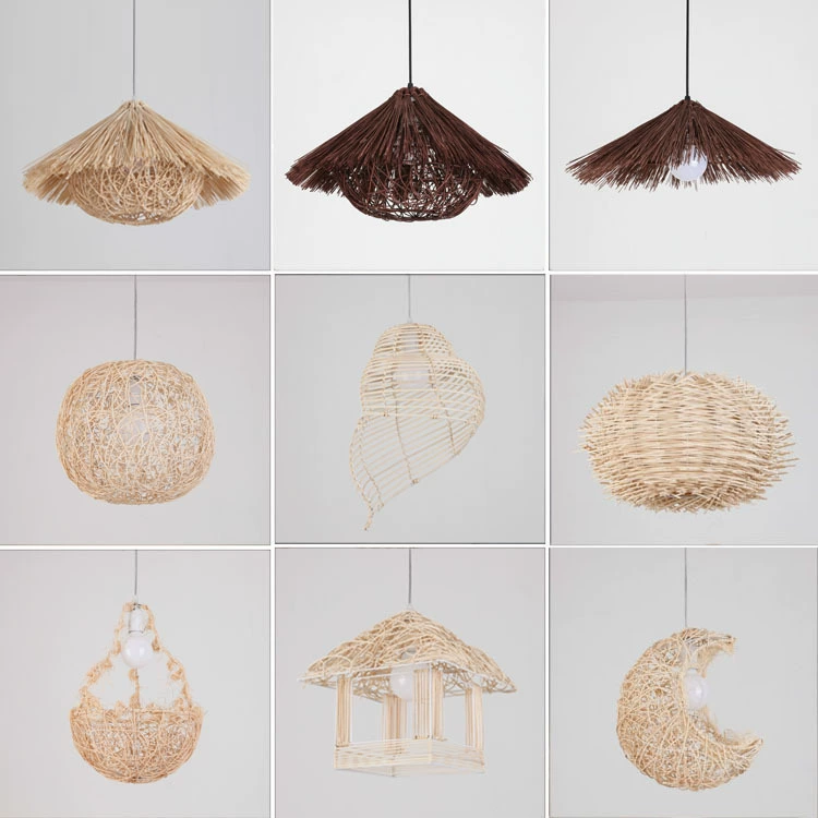 Ностальгическая шляпа Tengca Mortar Chandeline Art Round Bird's Nest Китайский стиль сельский отель ресторан ферма B & B мамы соломенная шляпа светильники